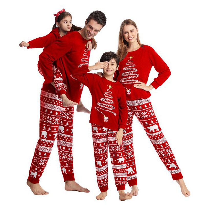 Red Christmas Tree Christmas Family Pyjamas