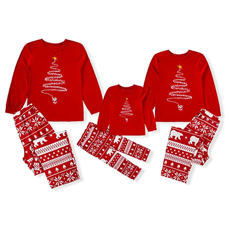 Red Christmas Tree Christmas Family Pyjamas