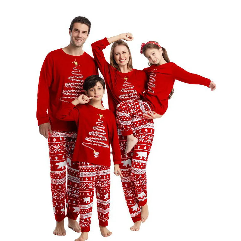 Red Christmas Tree Christmas Family Pyjamas