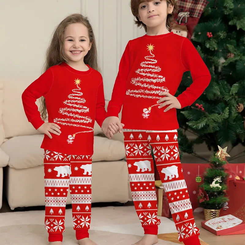 Red Christmas Tree Christmas Family Pyjamas