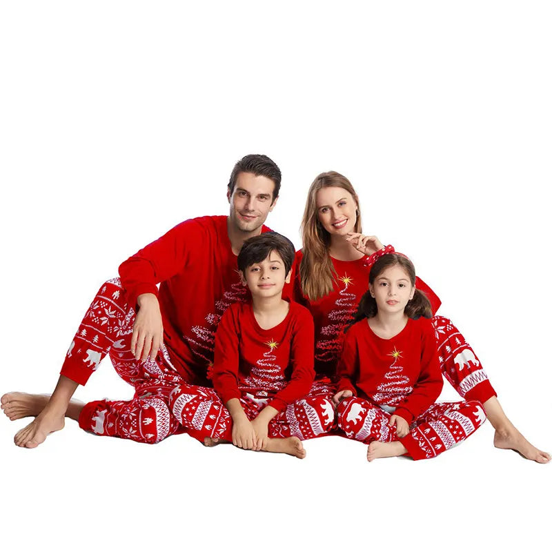 Red Christmas Tree Christmas Family Pyjamas